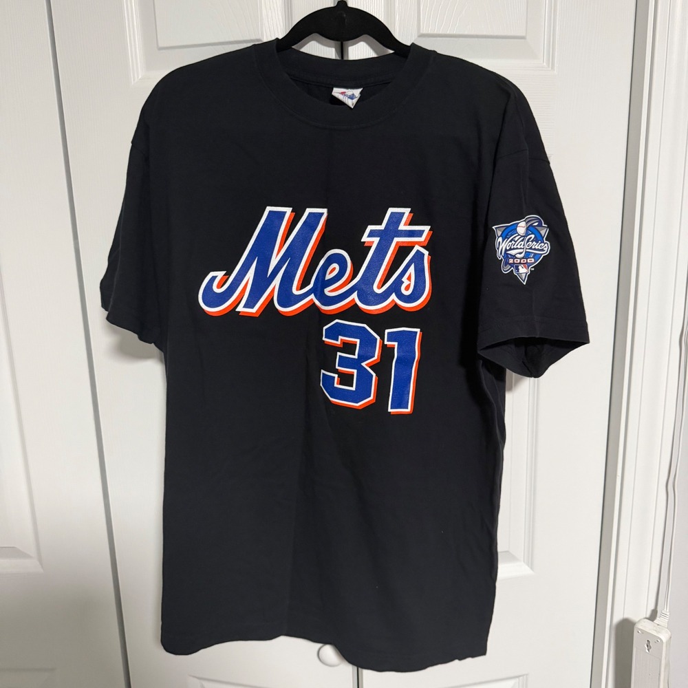 Majestic New York Mets Mike Piazza 31 Shirt 2000 World Series Black XL